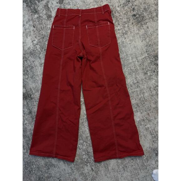 Maeve Seamed High Rise Wide Leg Jeans Red Size 28 Anthropologie - Picture 11 of 11